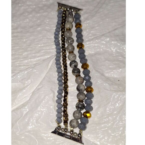 Apple Watch Gemstone Band Layered Agate Stretchy Elegant Boho Bracelet - Picture 1 of 7